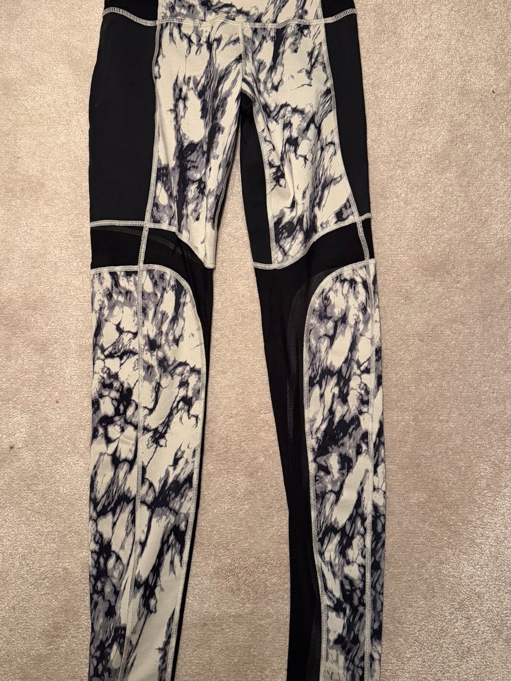 lululemon athletica Black and White Marble Panel Leggings